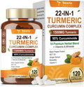 22-in-1 Turmeric Curcumin 2348mg - 95% Curcuminoids with Black Pepper, MCT Oil & Vitamin C - High Absorption Turmeric Curcumin Supplement for Antioxidant, Joint & Immune Support - 120 Capsules
