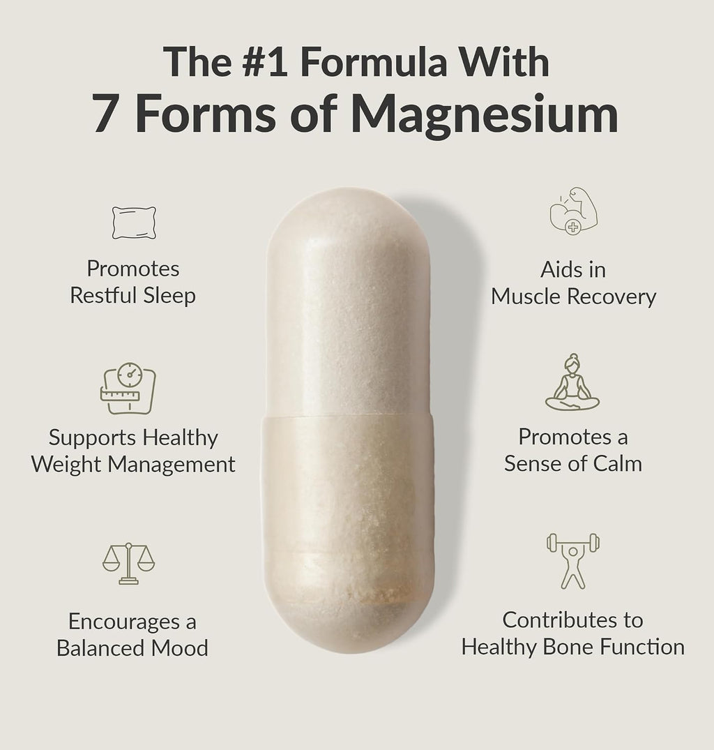 Magnesium Breakthrough Supplement 4.0 - Has 7 Forms of Magnesium: Glycinate, Malate, Citrate, and More - Natural Sleep and Brain Supplement - 90 Capsules