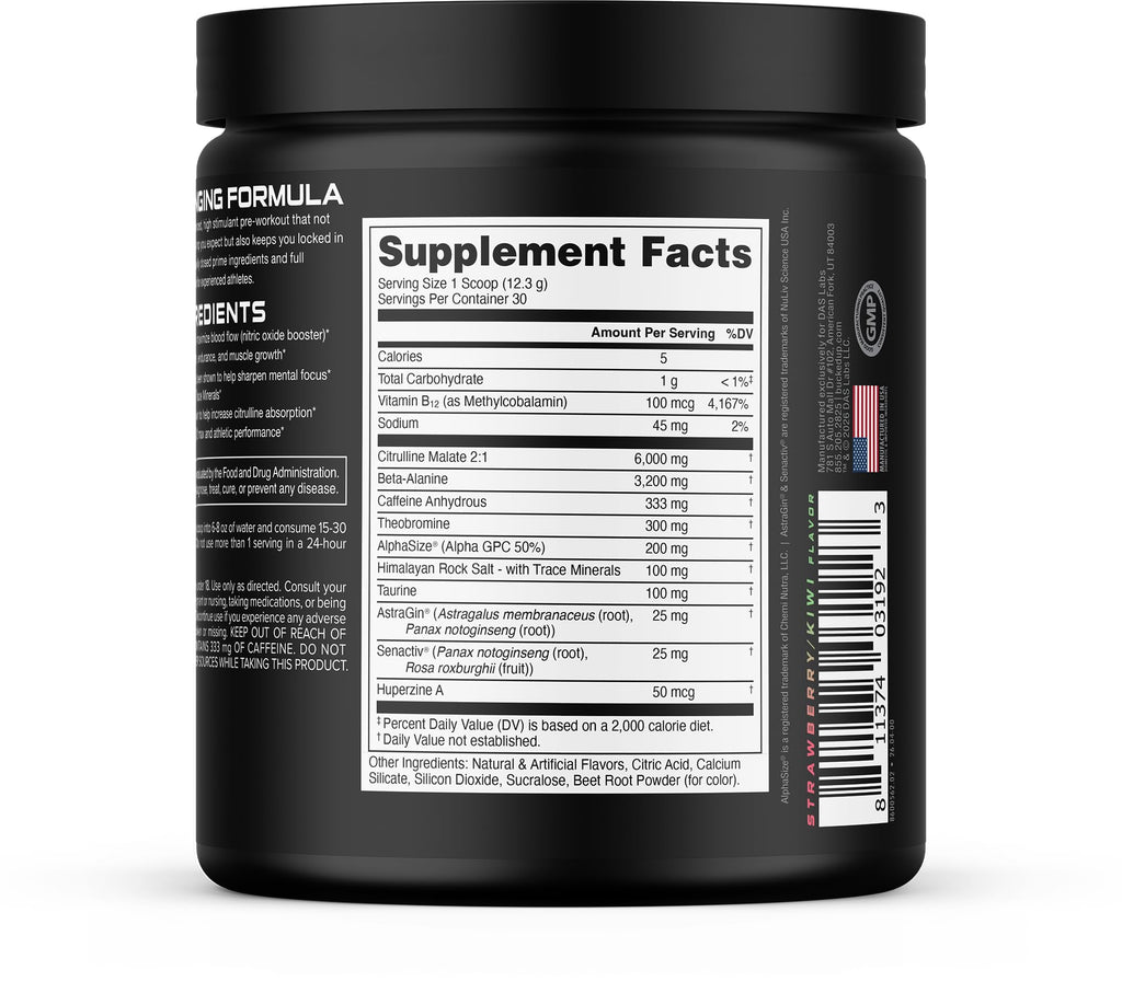 Bucked Up - Woke - HIGH STIM Pre Workout - Best Tasting - Focus Nootropic, Pump, Strength and Growth, 30 Servings (Rocket Pop)