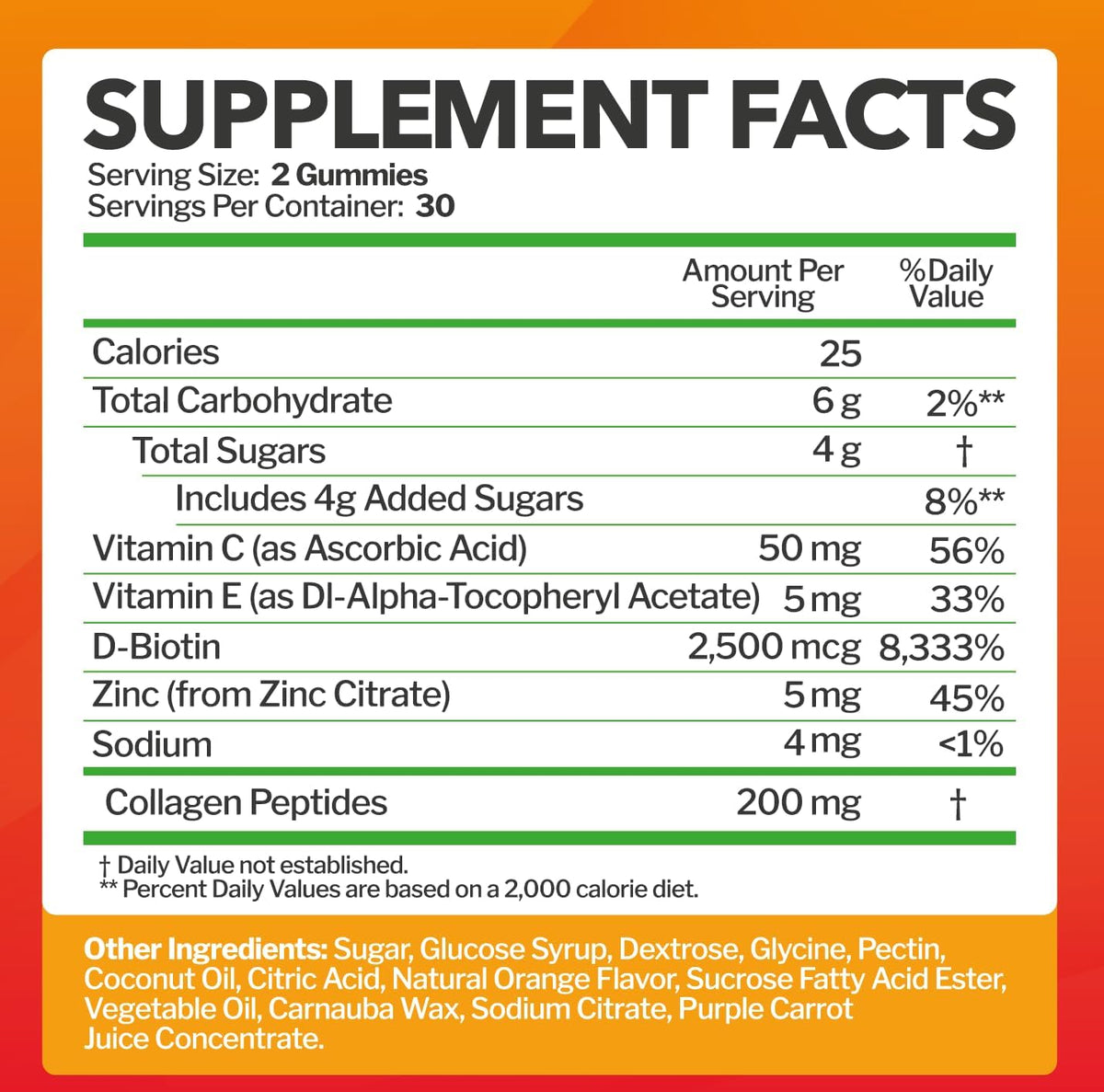 Collagen Peptides Gummies with Biotin, Vitamin C & E for Women & Men - Premium Hydrolyzed Collagen Type I & III for Hair, Skin & Nails Support - Gluten-Free, Non-GMO - 60 Gummies (30 Servings)