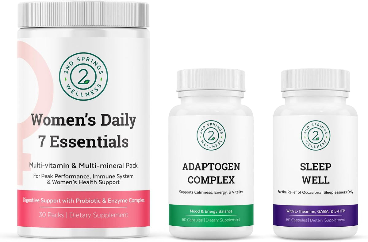 Women's Daily 7 Essentials, Adaptogen Complex & Sleep Well Bundle