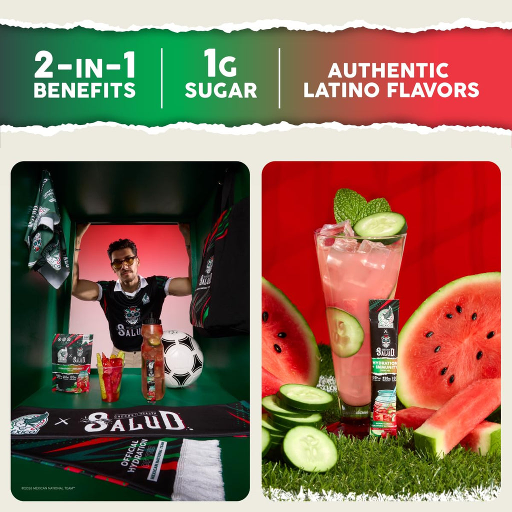 Salud 2-in-1 Hydration + Immunity Drink Mix, Cucumber Lime | Electrolytes Powder, Agua Fresca, Elderberry, Dairy & Soy Free, Non-GMO, Gluten Free, Vegan, 1g Sugar (15 Servings)