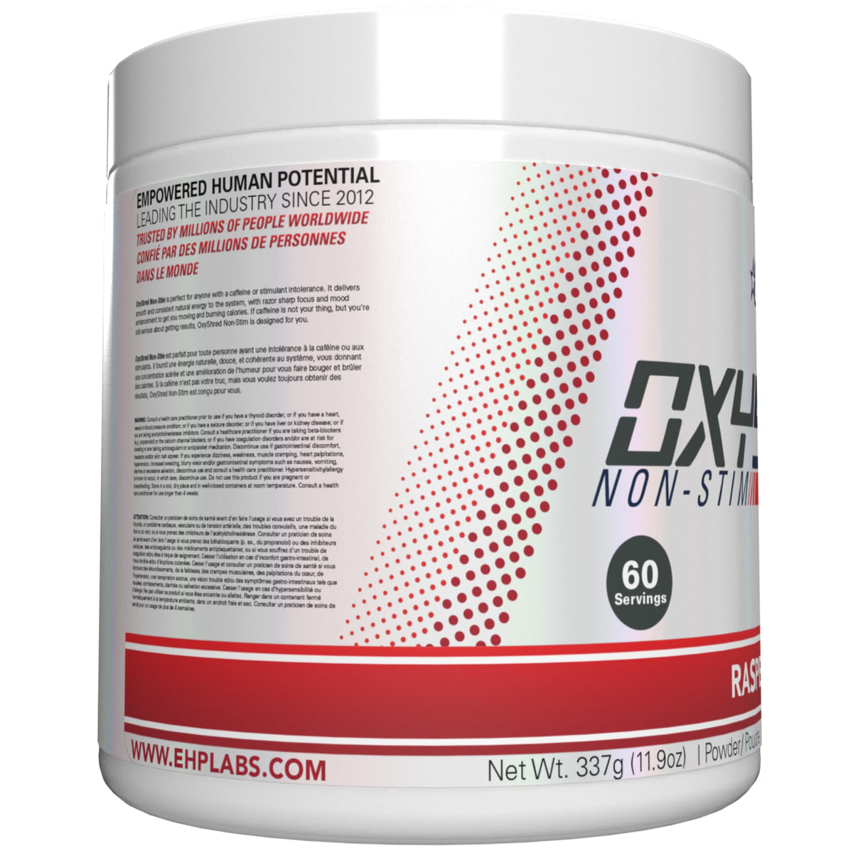 EHP Labs OxyShred Non Stimulant Pre Workout Powder - Stim Free Pre Workout, Caffeine Free Preworkout for Men & Women with L Glutamine & Acetyl L Carnitine - Peach, 60 Servings