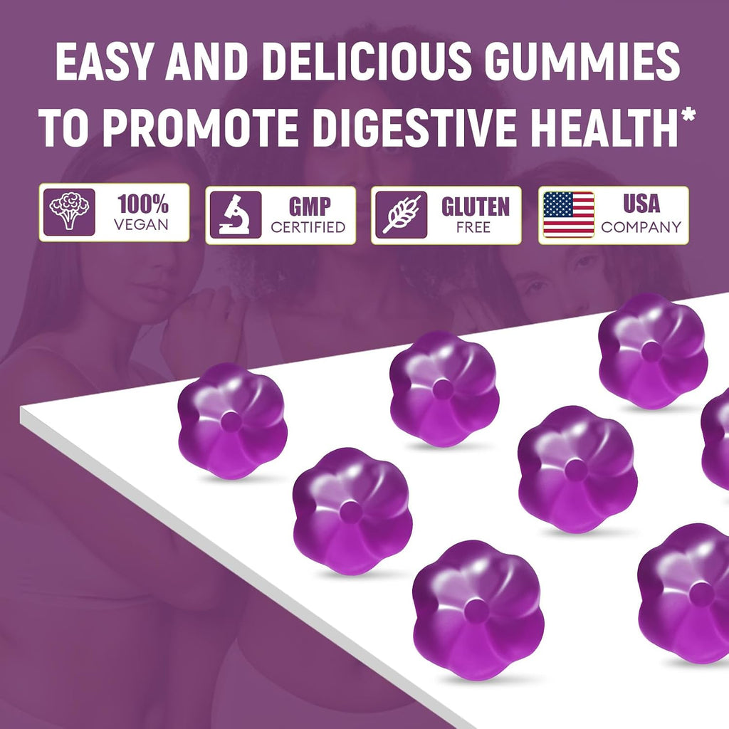 Migcopat 10G Fiber Gummies for Adults, No Sugar Added Grape Flavor, Fiber Supplement with 30 Billion CFU Probiotics Blend, ACV, Vitamin C, Inulin, Support Digestive Health, 90 Count
