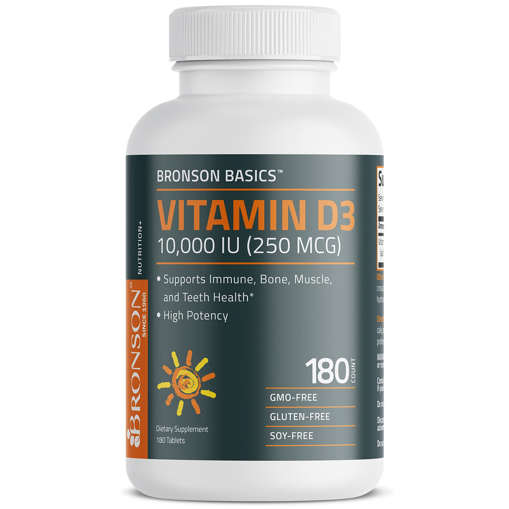Bronson Vitamin D3 10,000iu (250mcg) Healthy Muscle Function and Immune Support, Non-GMO, 360 Tablets