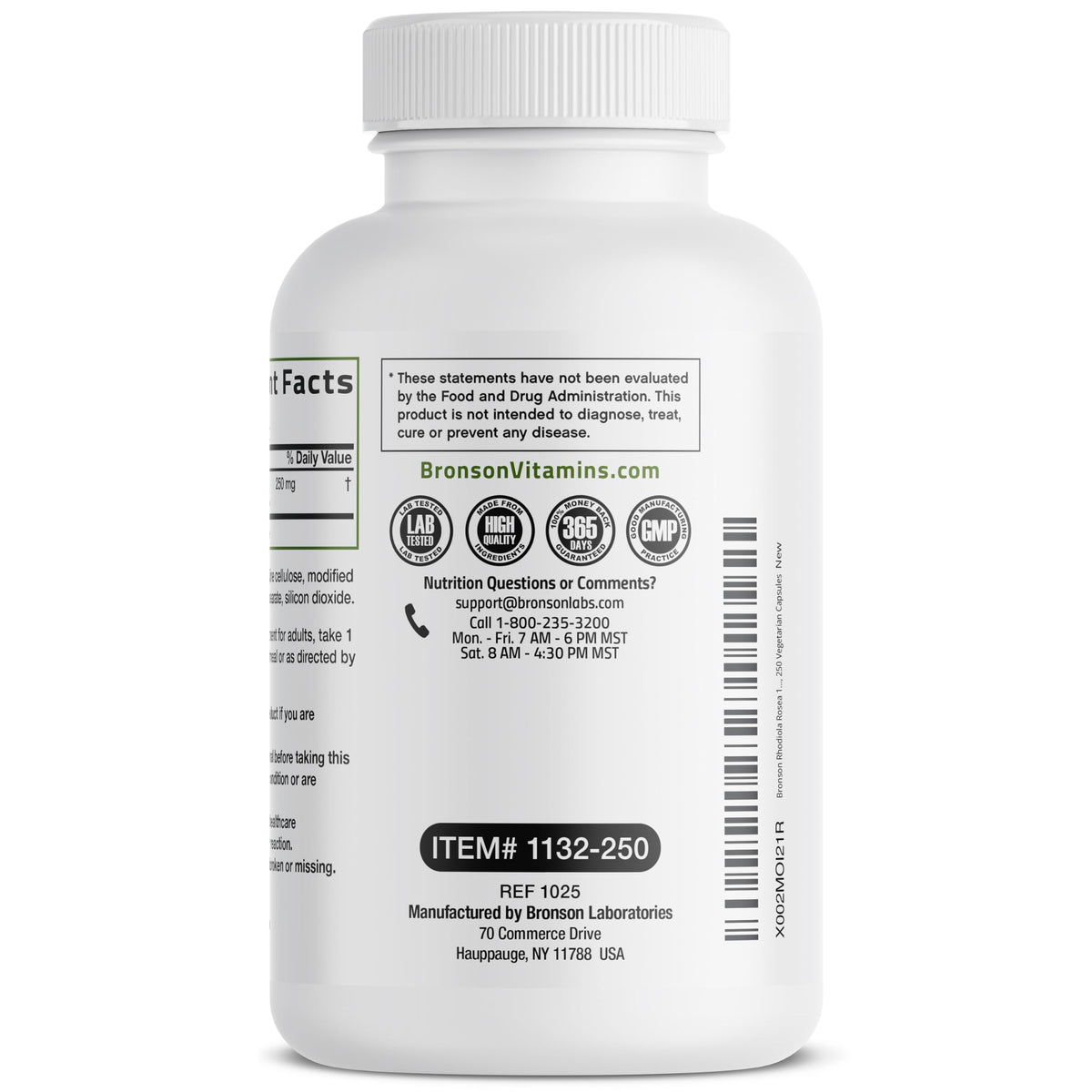 Bronson Rhodiola Rosea Adaptogen for Stress, Mood & Energy, 60 Capsules | Brain Health Support, Vegetarian, Non-GMO, Gluten-Free & Soy-Free