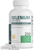 Bronson Selenium 200 mcg Albion Chelated Amino Acid Complex, 250 Capsules | Yeast-Free Essential Trace Mineral, Immune, Prostate & Metabolism Support, Vegetarian, Non-GMO, Gluten-Free & Soy-Free