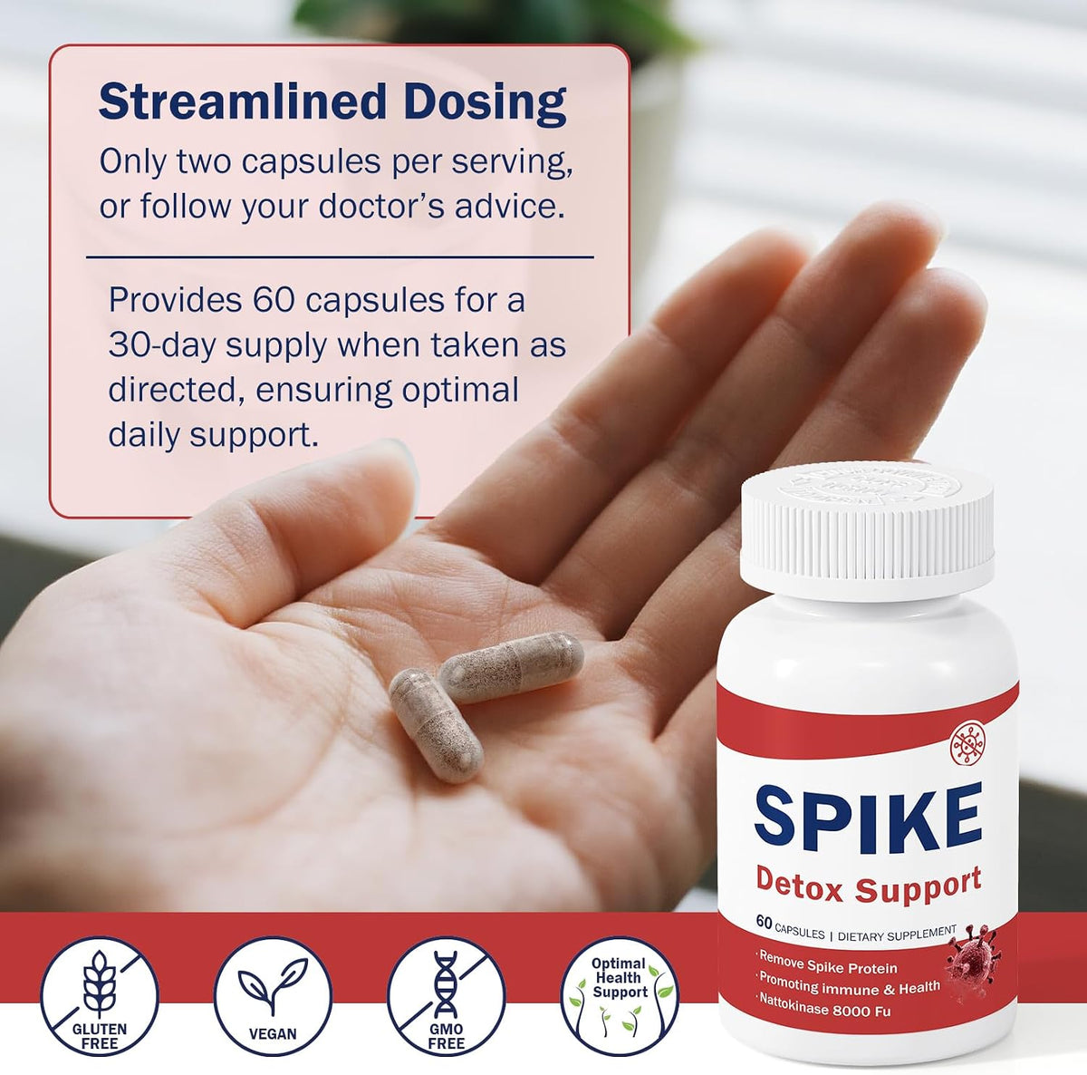Spike Detox Support – Turmeric Circulation Blend with Nattokinase 8000 FU (400 mg), Bromelain 500 mg & Curcumin 500 mg – 60 Capsules