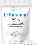 Micro Ingredients L-Theanine 400mg, 400 Softgels | Highly Bioavailable with Coconut Oil | Extra Strength Theanine Amino Acid | Calm & Relaxation Support + Focus Supplement | Non-GMO, Gluten Free