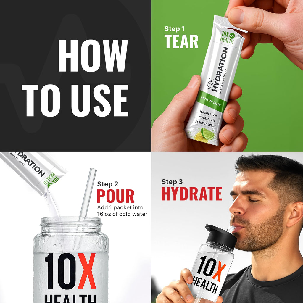 10X Health Electrolyte Drink Mix - Wave Crusher, 15 Sticks | Hydration Packets: Sodium, Magnesium & Potassium Citrate, Wave Crusher, 15 Sticks