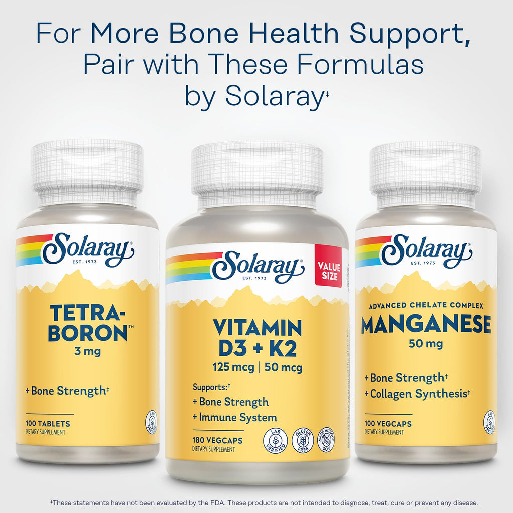 SOLARAY Vitamin D3 K2 - Bone Health and Immune Support Supplement - With 5000 IU Vitamin D as Vit D3 and 50 mcg Vitamin K2 as Menoquinone MK7, Made Without Soy, 60-Day Guarantee, 120 Serv, 120 VegCaps