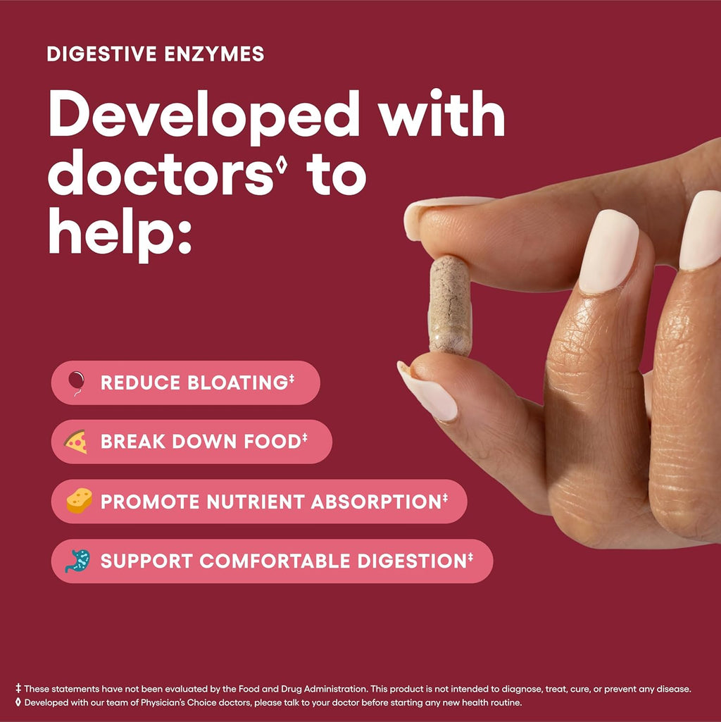 Physician's CHOICE Digestive Enzymes 60 Count + Easy Mix Fiber Bundle