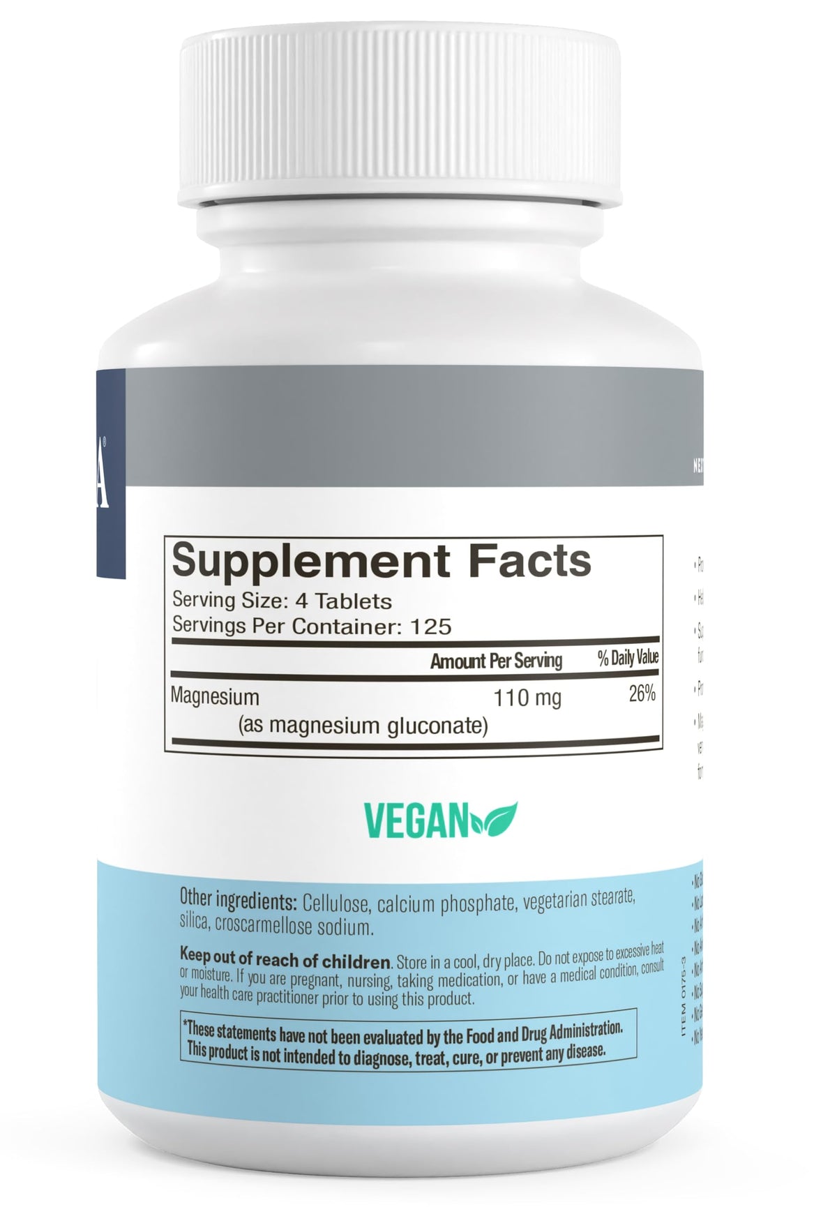 Freeda Magnesium Gluconate Vegan Supplement - 100 Tablets | Gentle and Highly Absorbable Magnesium Gluconate Supplement - Supporting Bone, Nerve & Muscle Function