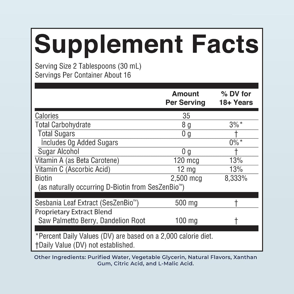 MARYRUTH'S Daily Liquid Hair Formula | With 500 mg SesZenBio™ + 2,500 mcg Biotin | Vitamin C | Thicker, Stronger Hair for Women | Hair, Skin, & Nail Health | Collagen Production | 16 Fl Oz