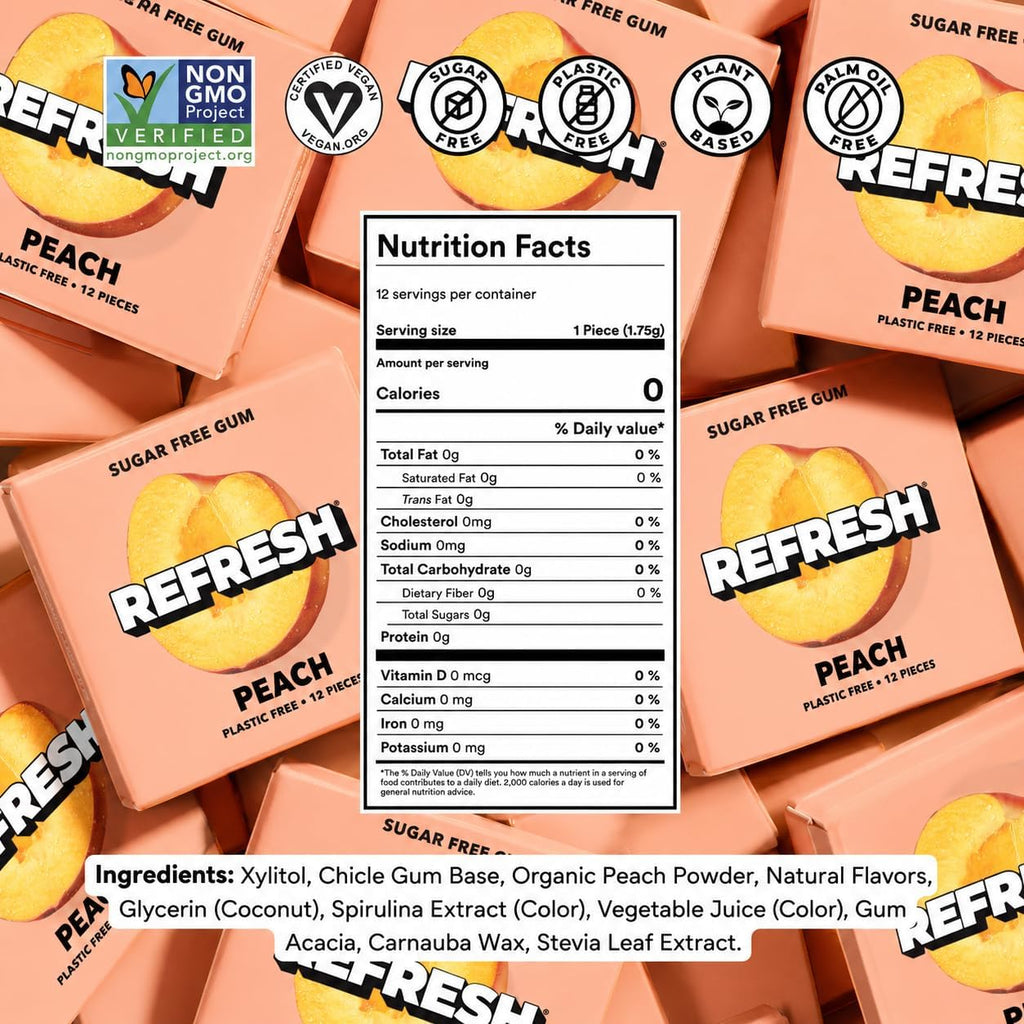 Refresh Sugar Free Chewing Gum with Xylitol, Garden Mint, 12 Pack