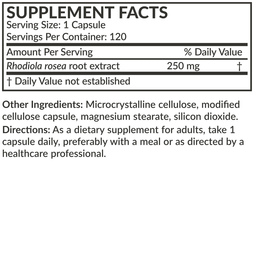 Futurebiotics Rhodiola Rosea Powder Adaptogenic Herb Vegetarian Capsules, 60 Count