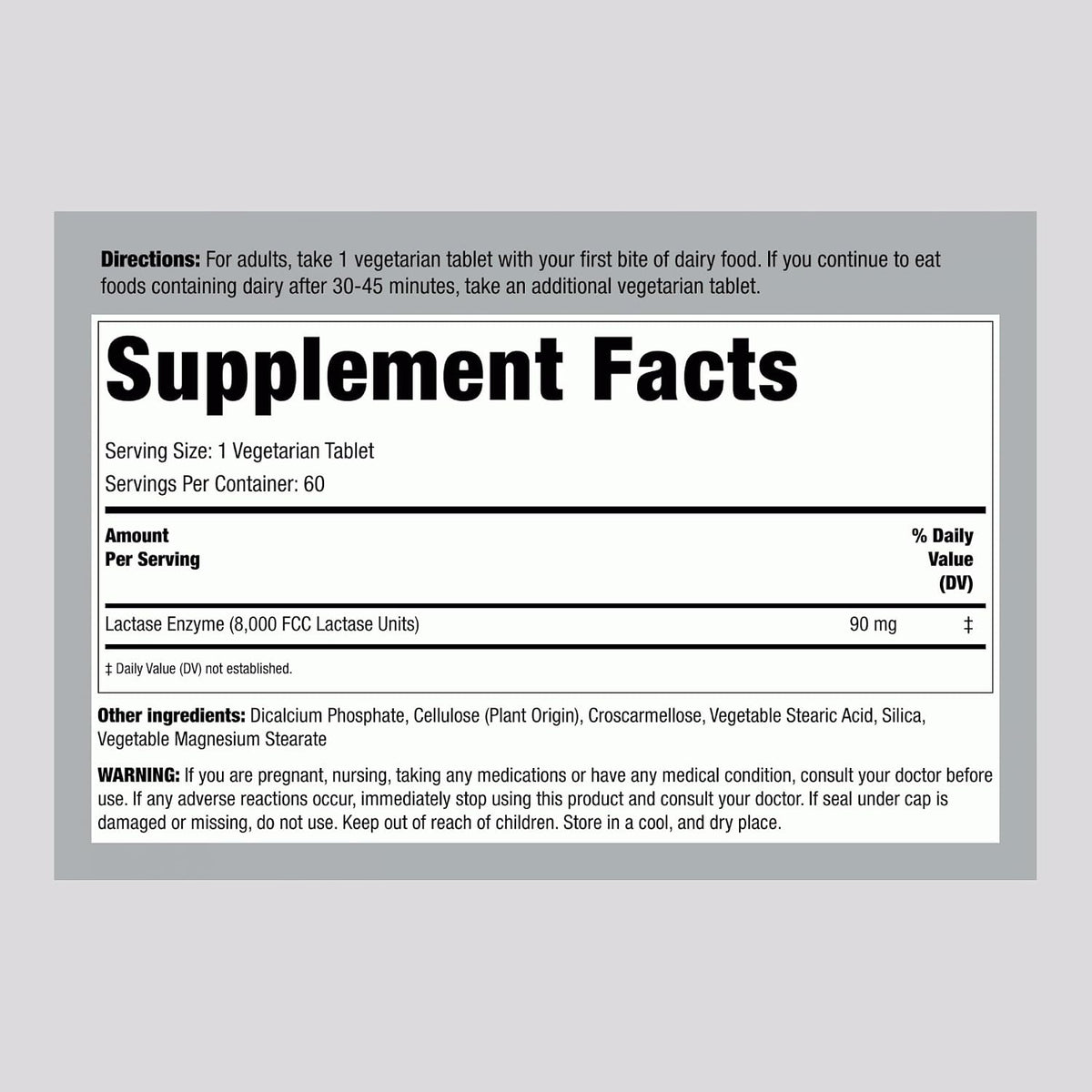 Piping Rock Fast Acting Lactase Enzyme | 8000 FCC | 60 Tablets | Dairy Relief Supplement | For Men and Women | Premium Formula | Vegetarian, Non-GMO, Gluten Free