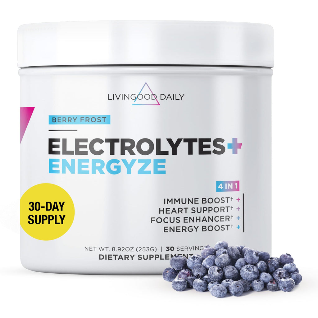 Livingood Daily Electrolytes Powder Strawberry Lemonade, 30 Servings - 4in1 Hydration Powder with Vitamin C, Taurine, D Ribose & FOS, Sugar Free Electrolyte Drink Mix, Keto, Gluten Free - Made in USA
