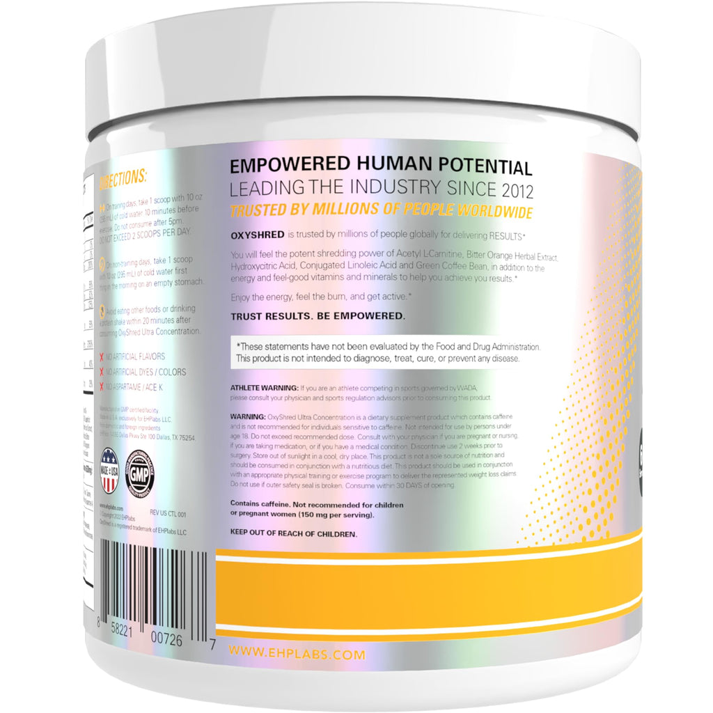 EHP Labs OxyShred Pre Workout Powder - Preworkout Powder with L Glutamine & Acetyl L Carnitine, Energy Boost Drink - Cosmic Blast, 60 Servings