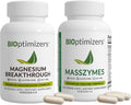 BiOptimizers MassZymes Digestive Enzymes - Probiotic Breakthrough Bundle – Gut Health & Bloating Relief – Prebiotic & Enzyme Support for Digestion, Energy, Immunity & Recovery – 180 Vegan Capsules