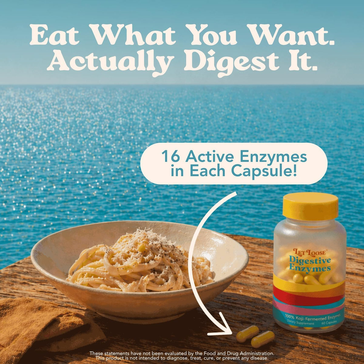 Let Loose Koji Digestive Enzymes Supplement for Bloating Relief (60 Count) | Supplement for Women & Men, Nutrient Absorption & Gut Health Support, Breaks Down Protein, Carbs & Fats, 16-Enzyme Complex