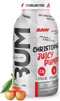 RAW Ready to Drink Pre-Workout Drink, Juicy Pumps (White Cherry) - Bum Pump RTD Zero-Sugar Energy Supplement Drink - Caffeine-Free & Sugar-Free Energy Drinks with L-Citrulline, 12 Fl Oz