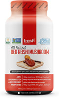 Fresh Nutrition Organic Reishi Mushroom Capsules - Rich in Alpha Glucan - Ganoderma Lucidum & Ganoderma Applanatim - Third Party Tested - 90 Capsules/Pills