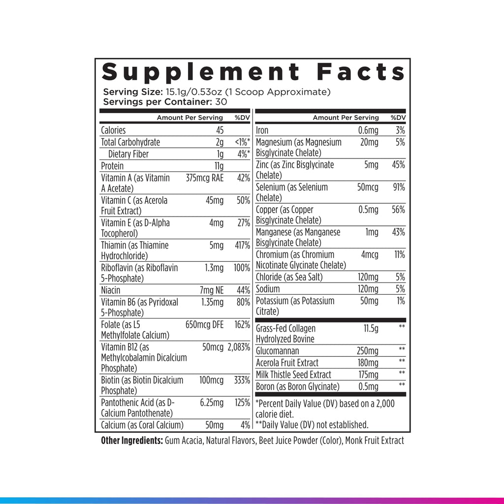 Livingood Daily Collagen Powder for Women and Men, Vanilla, Grass Fed Protein, Hydrolyzed Collagen Peptides with Vitamin C & Multi Vitamins for Hair, Skin, Nail & Gut Health, Gluten Free, 30 Servings