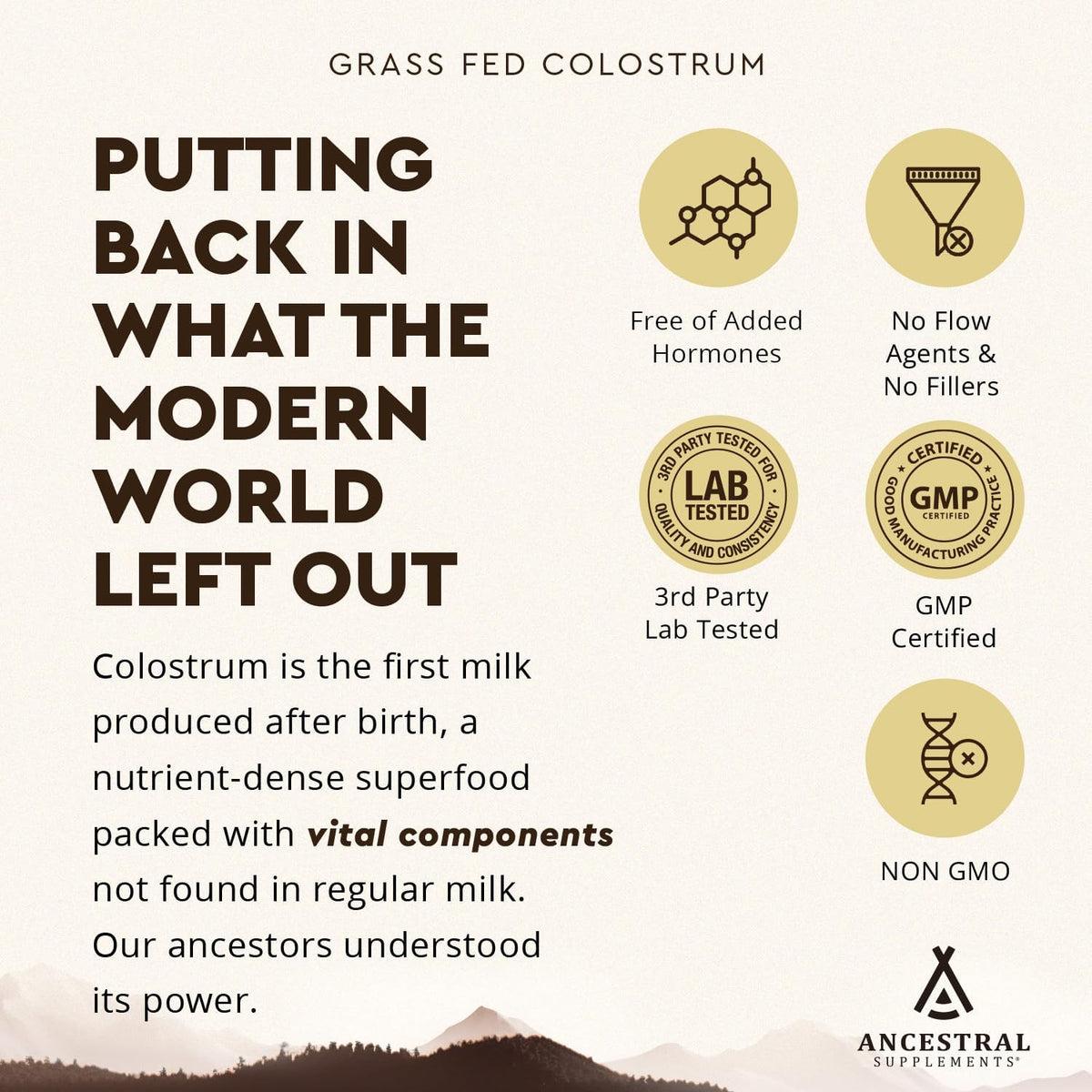 Ancestral Supplements Colostrum Bundle & Frother Wand – Grass Fed, Pasture Raised Organ Blend with Bioactive Colostrum, Rechargeable Electric Frother Wand (Double Whisk, Stainless Steel)