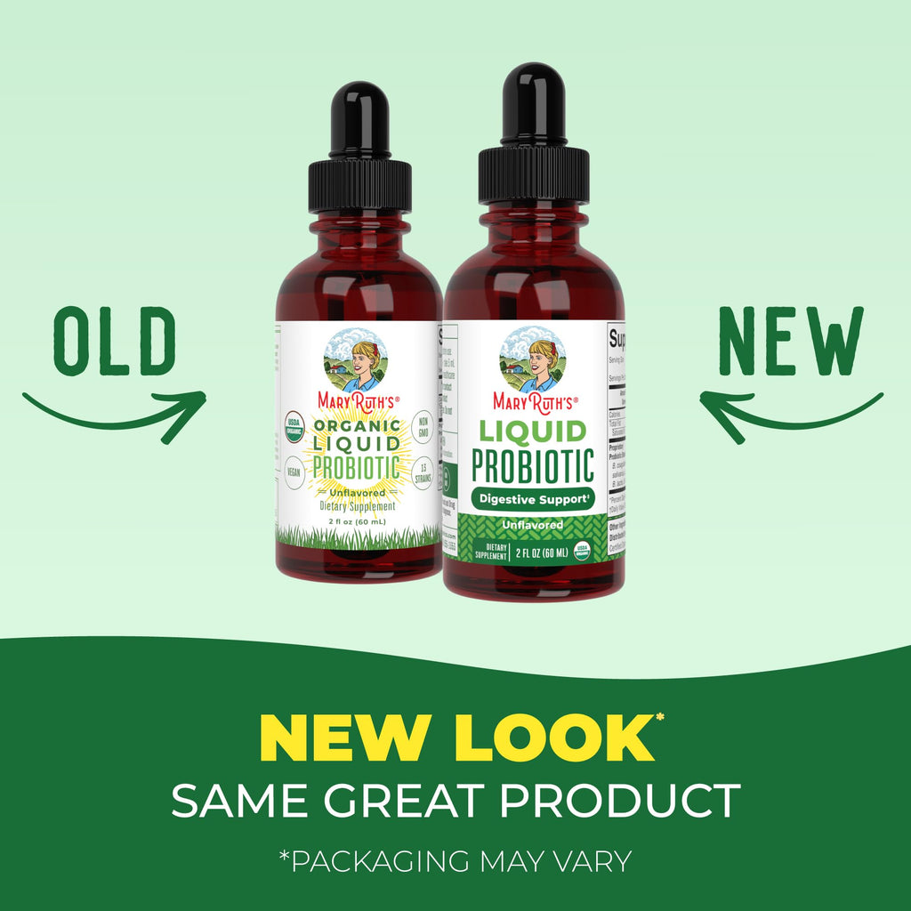 MARYRUTH'S Organics Liquid Probiotic for Ages 4+ | 2 Billion CFU | 13 Probiotic Strains | Gut Health & Digestive Support | Gas & Bloating Support | Vegan | Gluten Free | Travel-Friendly | 40 Servings