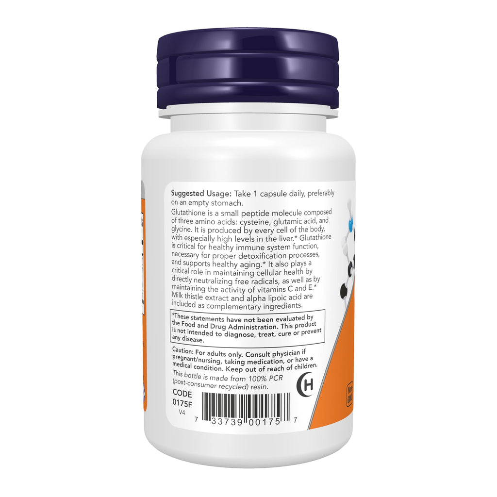 NOW Foods Supplements, Glutathione 500 mg, With Milk Thistle Extract & Alpha Lipoic Acid, Free Radical Neutralizer*, 60 Veg Capsules