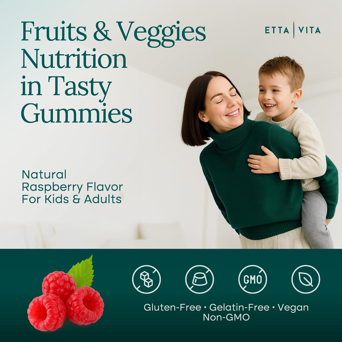Sugar-Free Fruits and Veggies Gummies with Vitamins & Minerals (120 Chews) | Nutrient rich super greens gummies as digestive & probiotic blend for antioxidant & energy support, vegan, gluten-free, USA