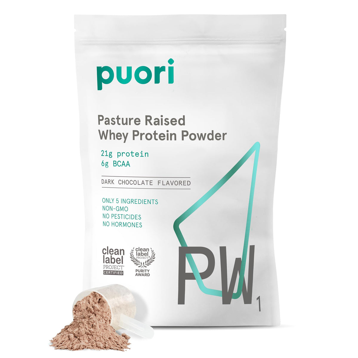 Puori Whey Protein Powder, Bourbon Vanilla - PW1 Pasture-Raised, Grass-Fed Whey Protein Powder Drink Mix containing BCAA Amino Acids - Post-Workout Supplement for Muscle Gain & Recovery - 30 Servings