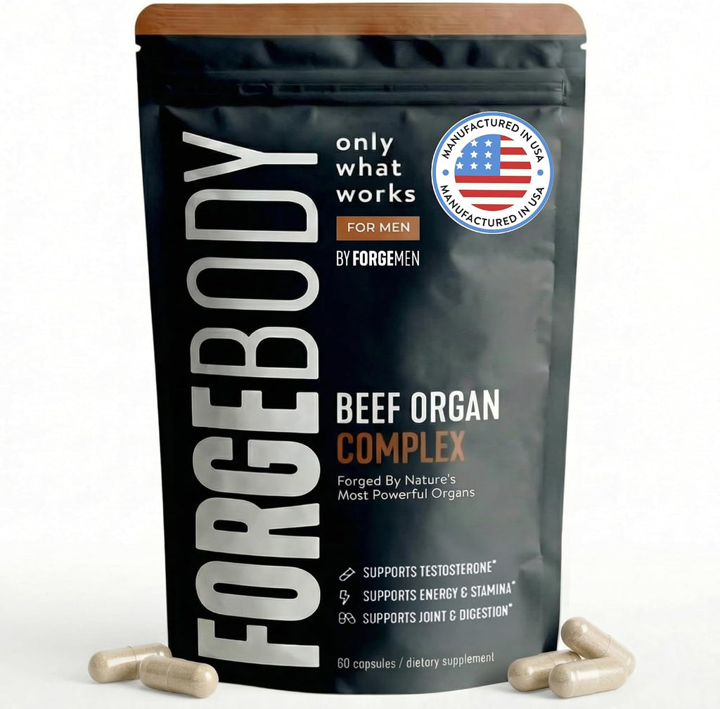 Forgebody Beef Liver & Organ Complex, Grass-Fed 5-Organ Supplement, 1 Month | Grass-fed beef liver, heart, bone marrow, pancreas, testicles, freeze-dried, non-GMO, ancestral nose-to-tail nutrition