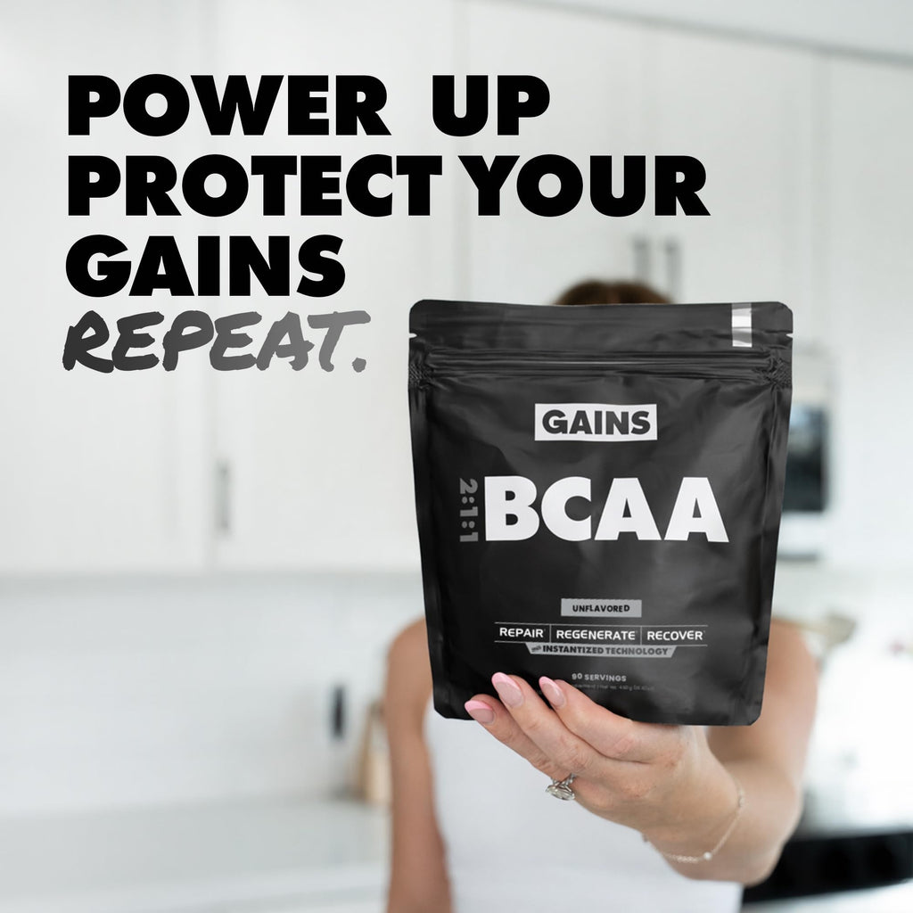 Gains in Bulk BCAA Powder, Amino Acids, Unflavored, 30 Servings
