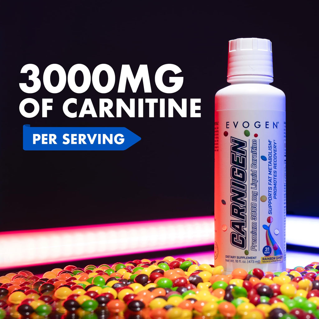 Evogen Carnigen Liquid 3000 | Energy Support | Sour Gummies | 31 Servings