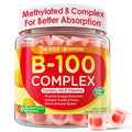 Super Vitamin B Complex Gummies - Methylated B Complex for Women & Men, All B Vitamins, Methyl B12, Methylfolate, Vitamin C, Choline, Inositol, PABA for Energy, Brain & Immune, 0g Sugar, Vegan, 60 Cts