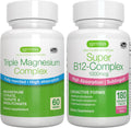 Triple Magnesium Complex + Super B12-Complex Energy Bundle, High Absorption Chelated Glycinate, Taurate & Citrate Magnesium + High Absorption Sublingual B12, Vegan, by Igennus