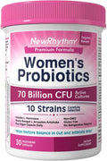 NewRhythm Women's Probiotics, Organic Prebiotics, 70 Billion CFU 10 Strains, Vaginal Probiotics for Urinary & Digestive Health, 30 Vegan Capsules, No Bloating