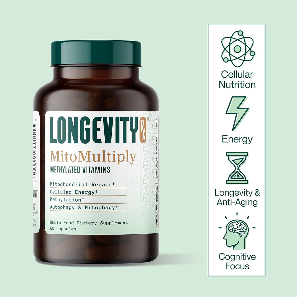 MitoMultiply – Mitochondrial Support with Glutathione, SOD, Catalase, NADH, Bacillus Subtilis – Boosts Cellular Energy, Absorption, Bioavailability – 60 Capsules