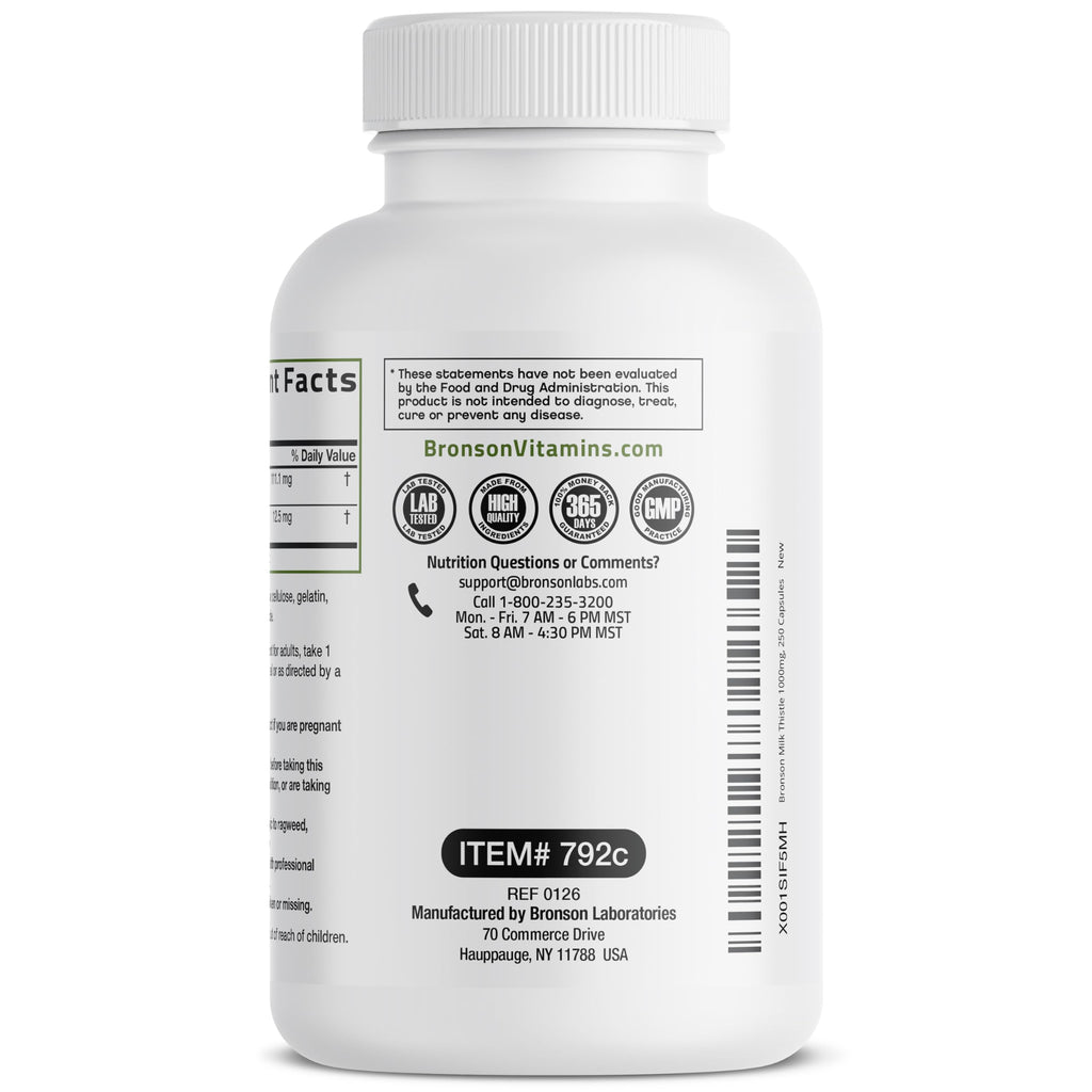 Bronson Milk Thistle Silymarin Marianum & Dandelion Extract, 120 Capsules | 2-in-1 Liver Cleanse, Health, Detox & Antioxidant Support, Non-GMO, Gluten-Free, Soy-Free