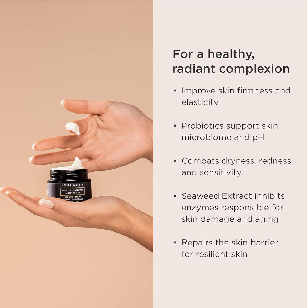 JSHealth Facial Moisturizer Gentle Face Hydrating Lotion for Women & Men | Ceramide Moisturizer Face Cream, Hydrating Face Lotion for Dry Skin with Probiotics