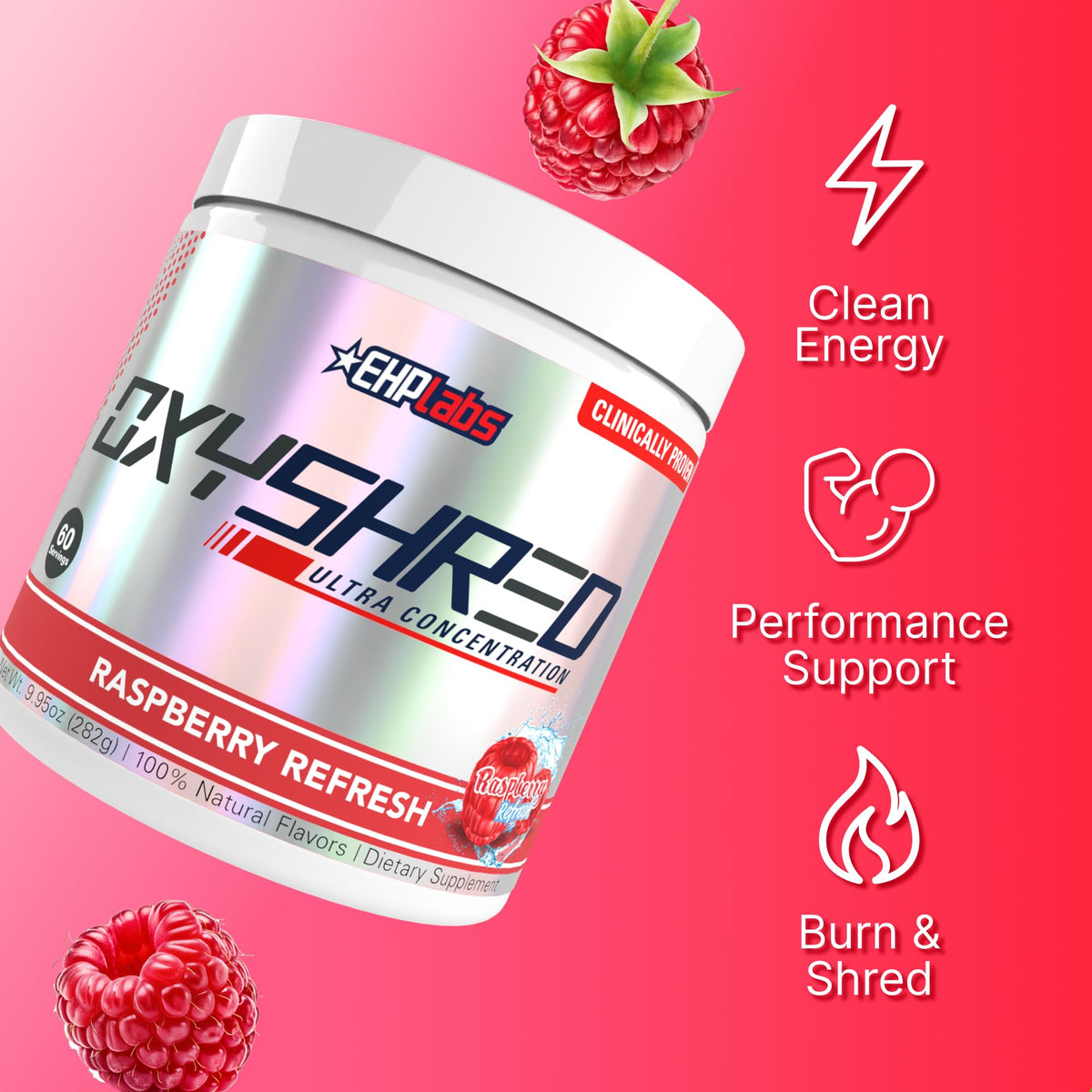 EHP Labs OxyShred Pre Workout Powder - Preworkout Powder with L Glutamine & Acetyl L Carnitine, Energy Boost Drink - Cosmic Blast, 60 Servings