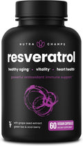 Resveratrol Complex – 1,200 mg Trans-Resveratrol with Grape Seed, Green Tea & Acai Berry – Rich in Polyphenols & Antioxidants - Support for Healthy Aging, Heart Health & Vitality – 60 Vegan Capsules