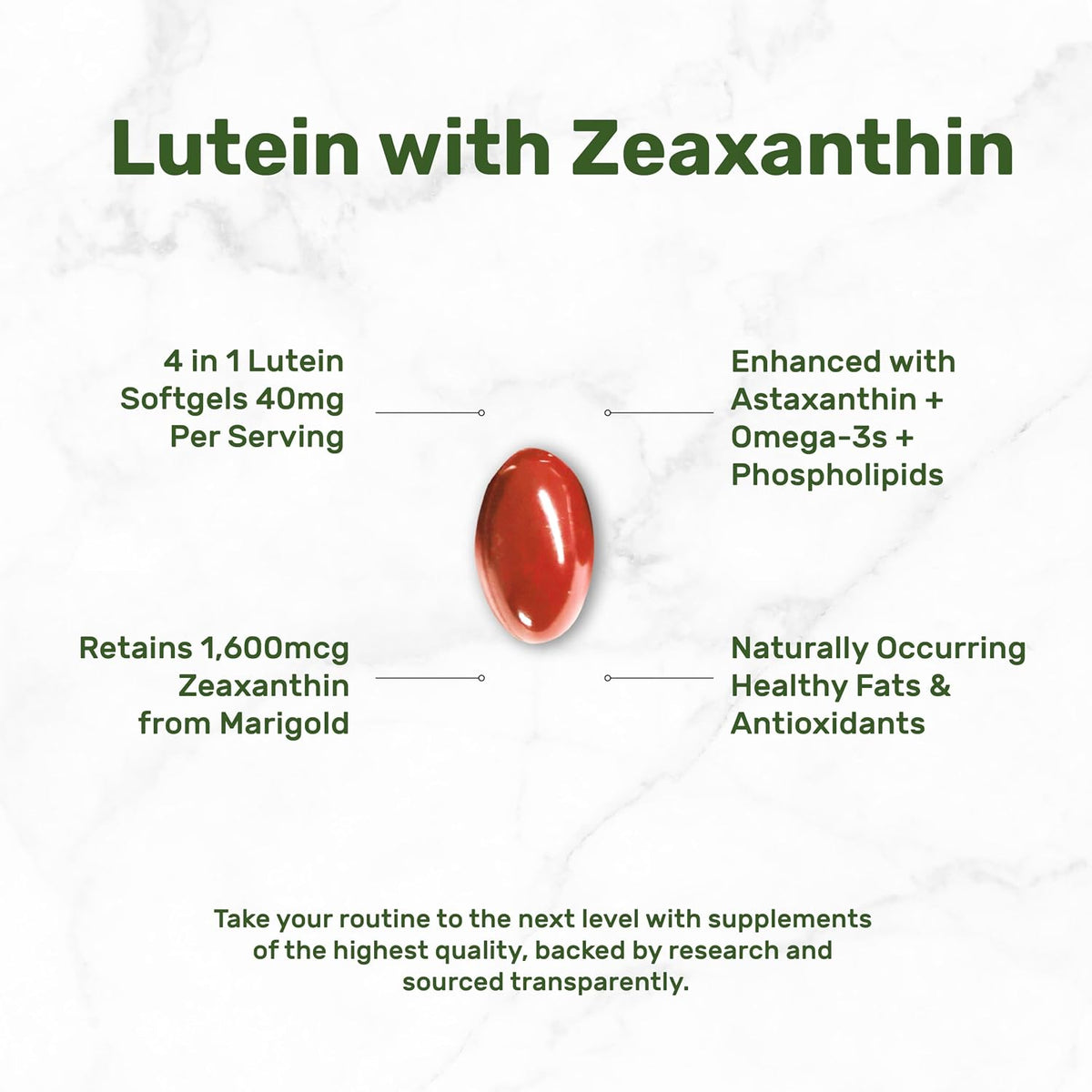 Lutein and Zeaxanthin Supplements, 40mg Per Serving, 300 Softgels – Plus Astaxanthin, Omega-3s, & Phospholipids – Non-GMO