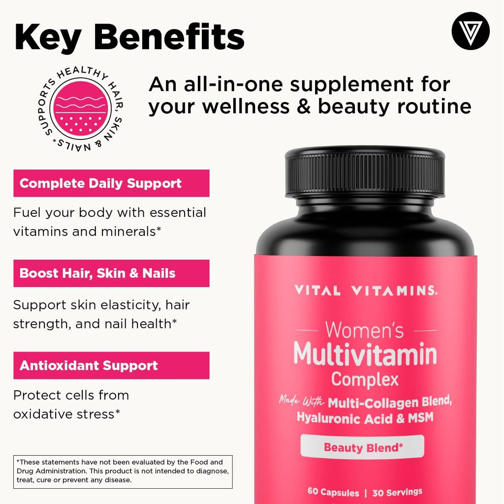 Vital Vitamins Women's Multivitamin 60 ct + Multi Collagen Complex Plus + Gut 90 ct