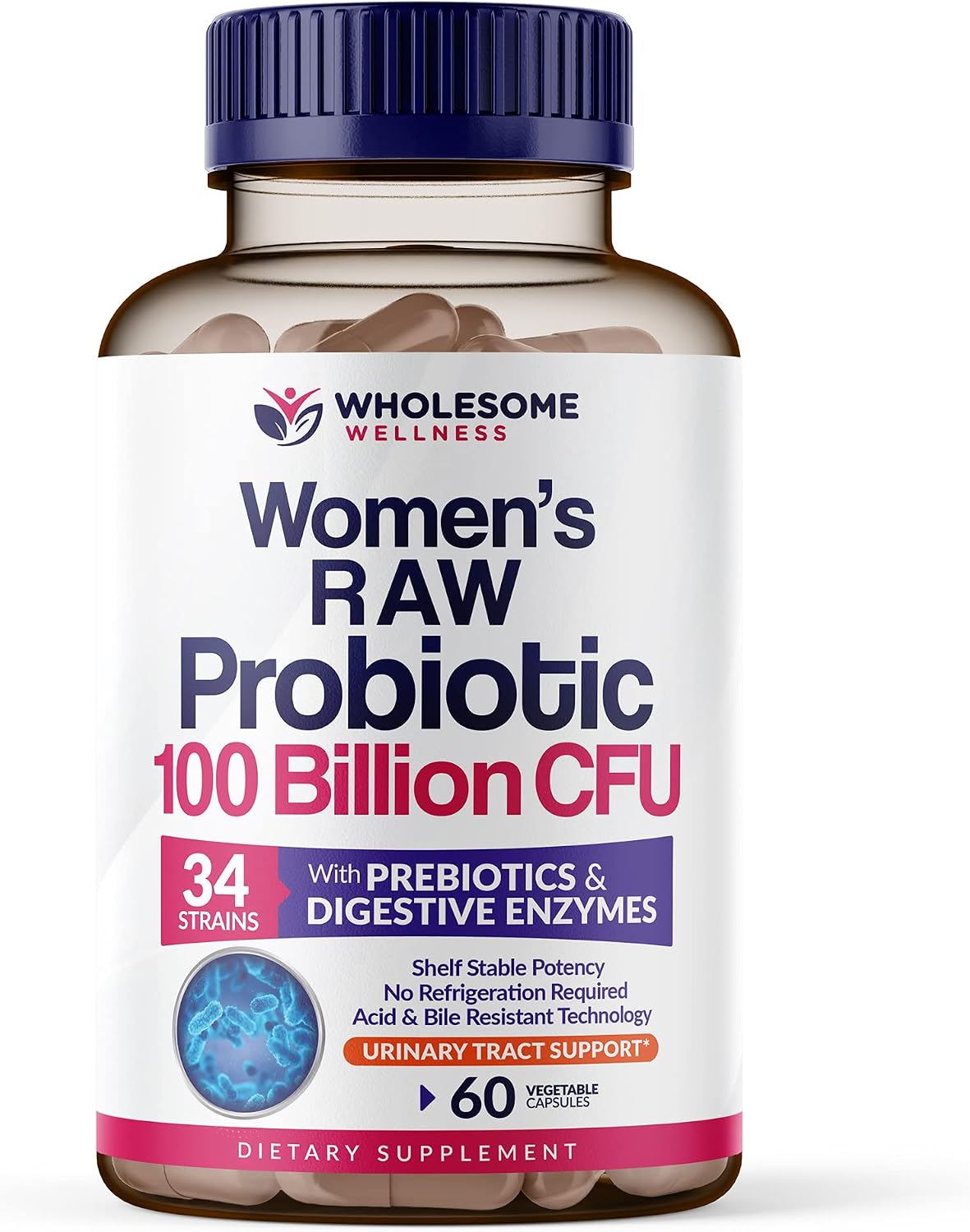 Wholesome Wellness Probiotics for Women 100 Billion CFUs with Prebiotics, Digestive Enzymes + Multi Collagen Protein Powder Hydrolyzed (Type I II III V X) Bundle