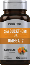 Piping Rock Sea Buckthorn Oil Capsules | 90 Softgels | Sea Buckthorn Berry Extract | With Omega-7 | Gluten Free, Non-GMO