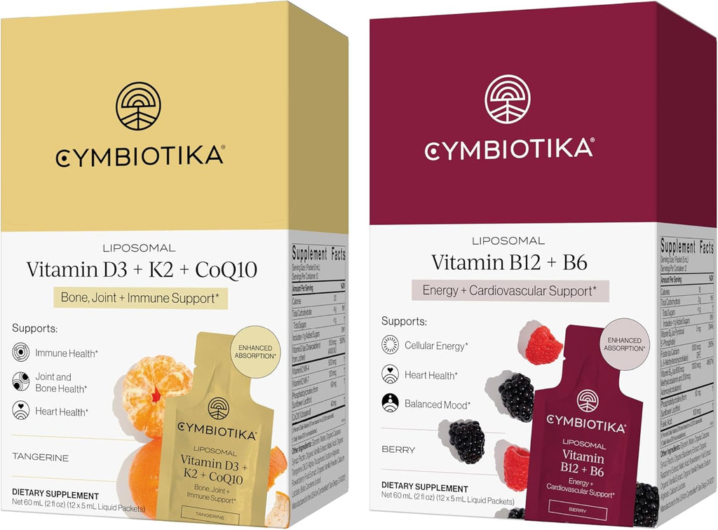 CYMBIOTIKA Liposomal B12 + B6 and D3 + K2 + CoQ10 Bundle