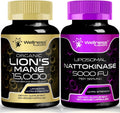 WELLNESS LABSRX Lions Mane Supplement Capsules with Nattokinase Capsules | Bundle